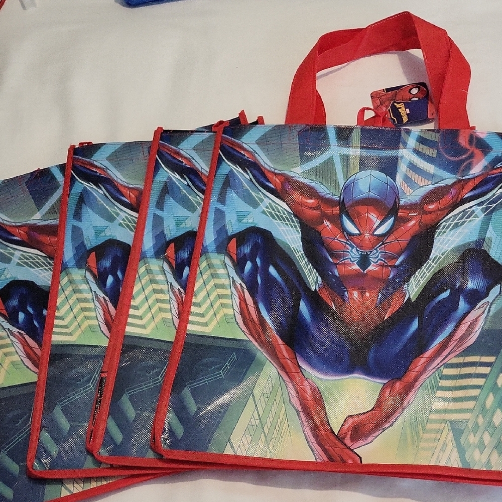 Marvel Spider-Man Or Avengers Red and Blue Bags Each Set Of 4 Large Bags